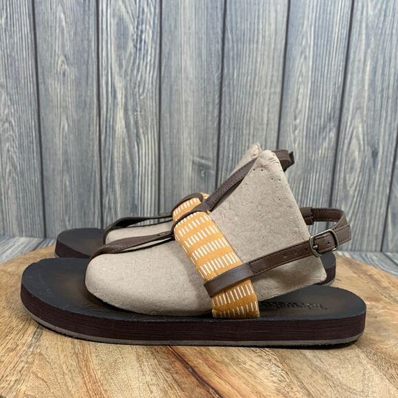 Tidewater Montauk Cabana Flip Flop Sandals Faux Leather Orange Cloth Wm 9 - Picture 4 of 9